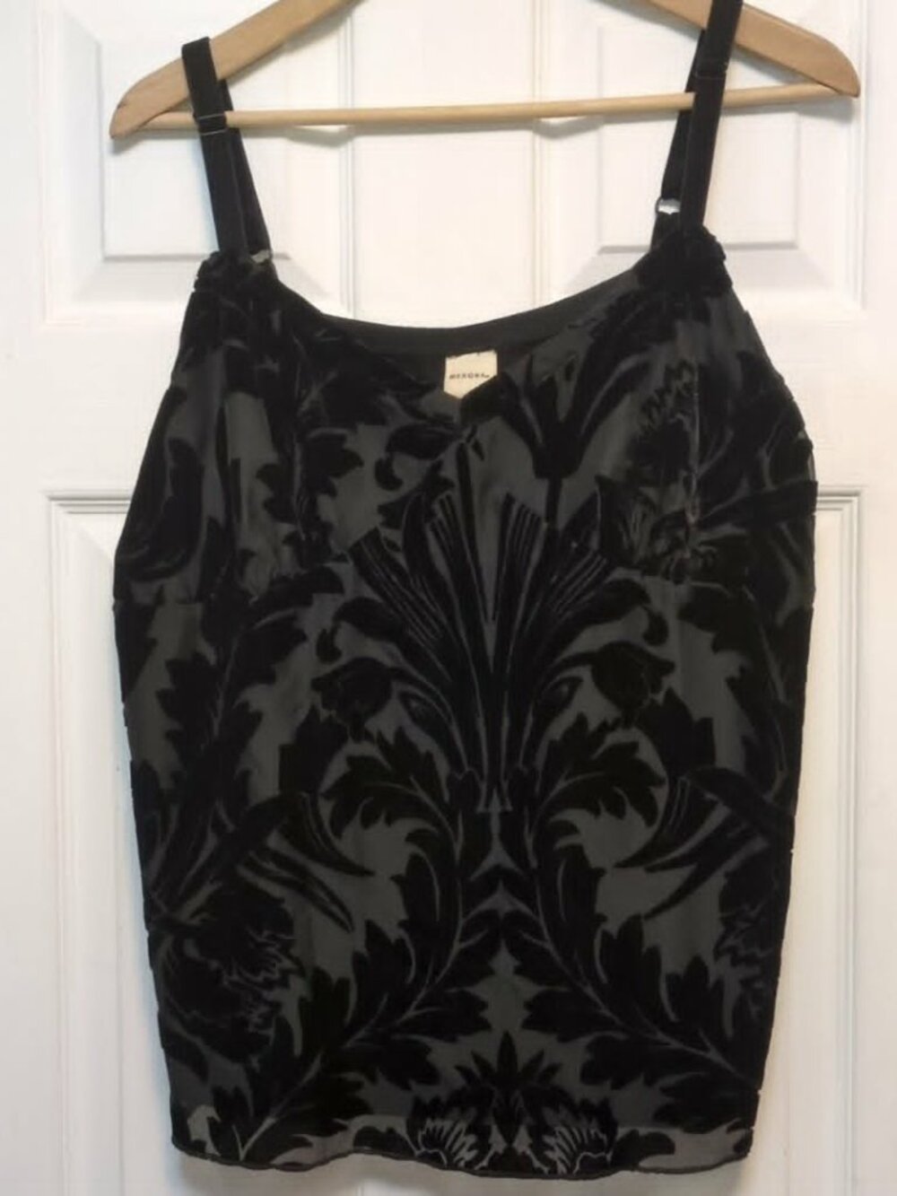 Vintage Merona Black Velvet Burnout Damask Cami Tanktop Sz 20W Whimsigoth Baroqu